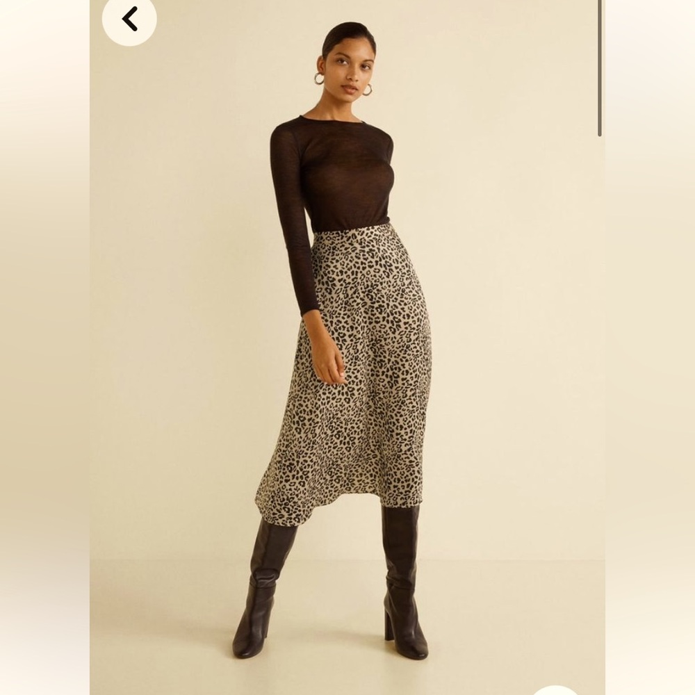 Mango leopard print midi skirt XS